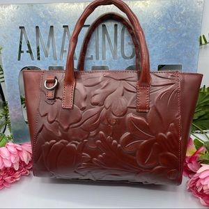 Patricia Nash Brown Leather Satchel Bag